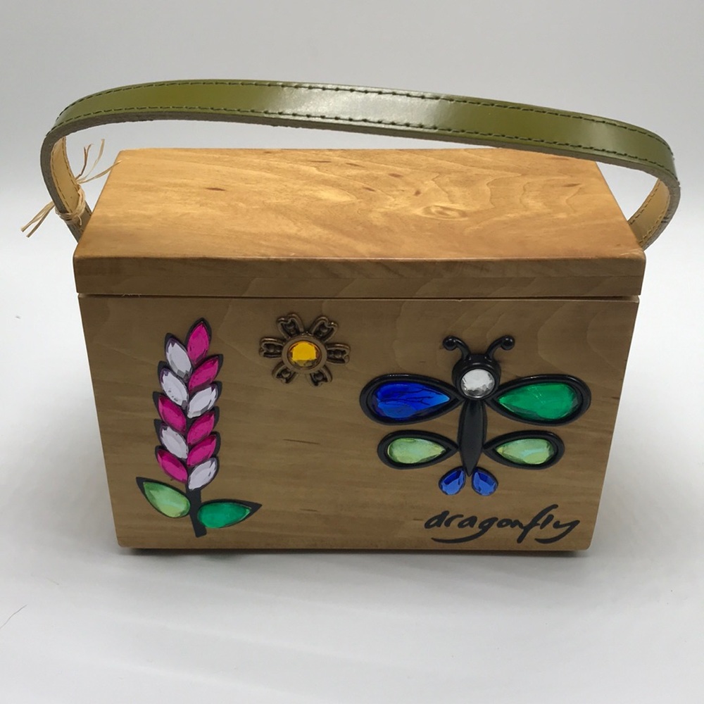 🦋NWT VINTAGE HANDMADE WOODEN PURSE BY DRAGONFLY - Picture 3 of 15